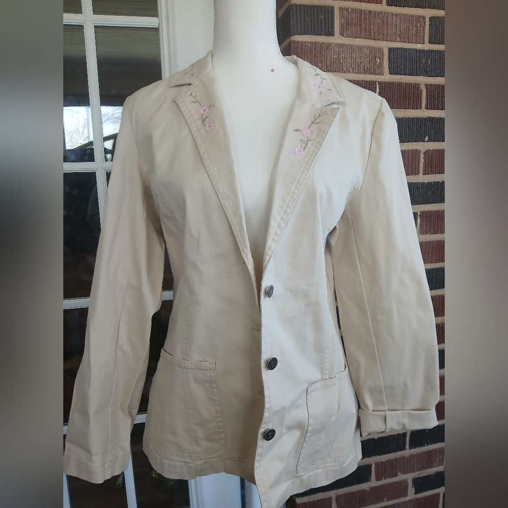 Women's Tan Embroidered Blazer/
